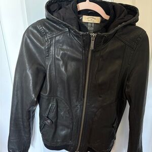 Converse/jon varvatos Black Hooded Leather Jacket